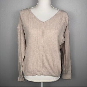Pink Republic Women’s Small Beige Sweater Buttons On back Neutral Quiet Luxury
